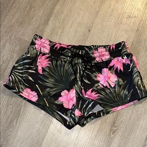 Floral Black and Pink Shorts